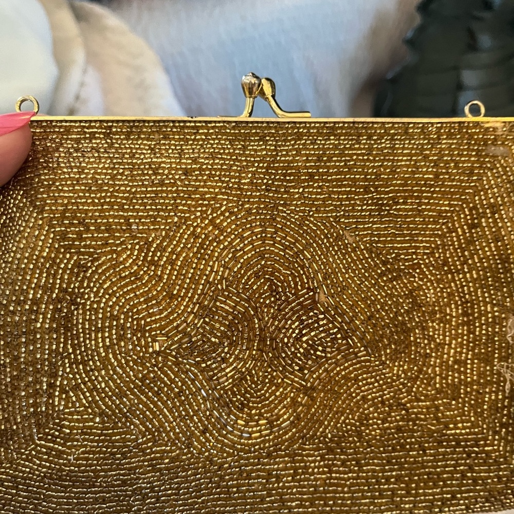 Gold beaded purse great shape hand made